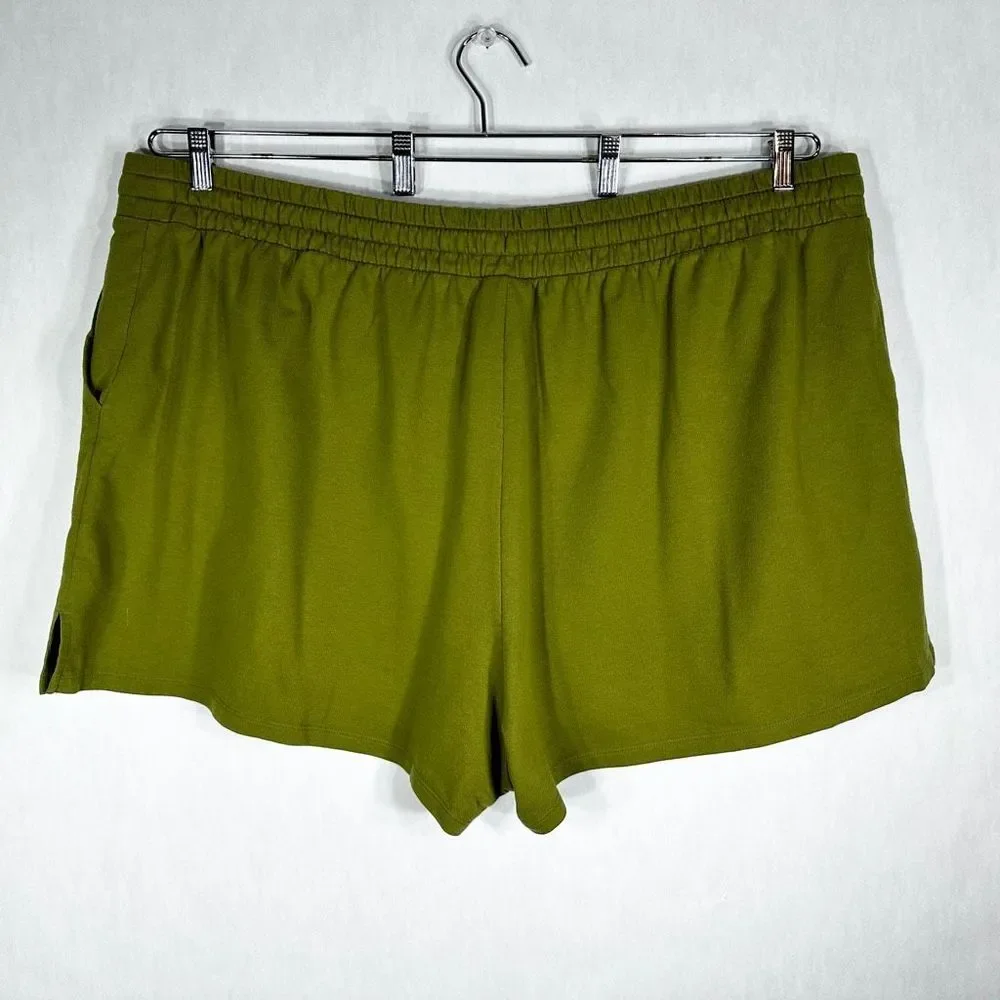 Ava Viv Plus Size 3X Shorts Army‎ Green Pockets Solid Elastic Waist Pull On